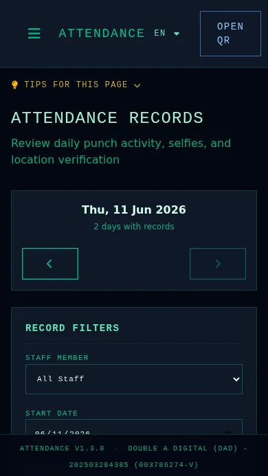 Admin attendance records