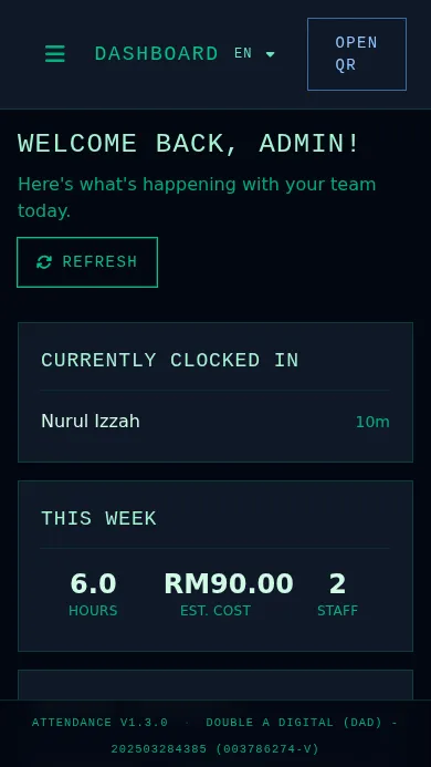Admin attendance dashboard
