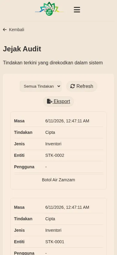 Audit trail log