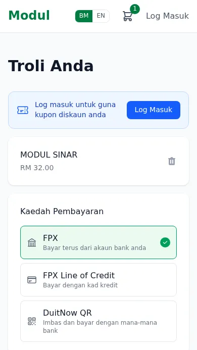 Checkout cart
