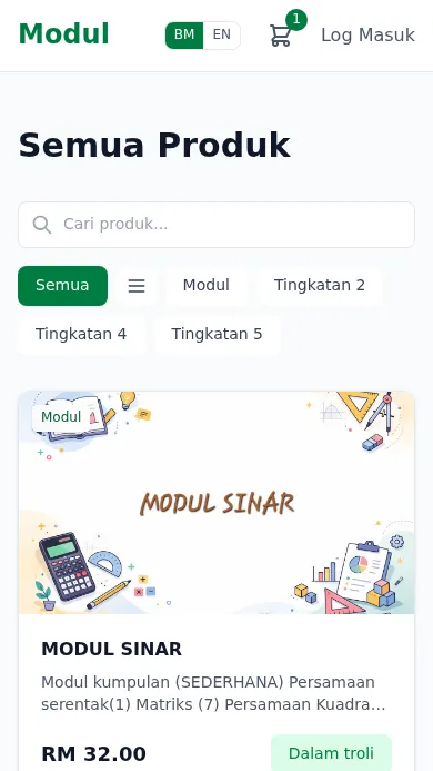 Module catalogue grid