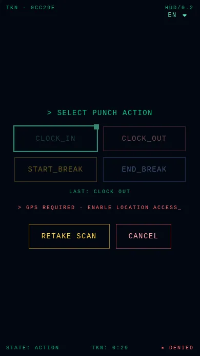 Staff punch in after in-browser face verification