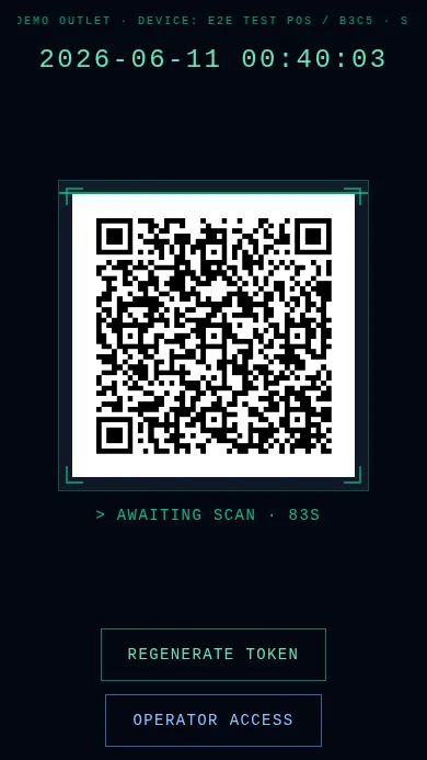 Rotating QR code shown at the POS