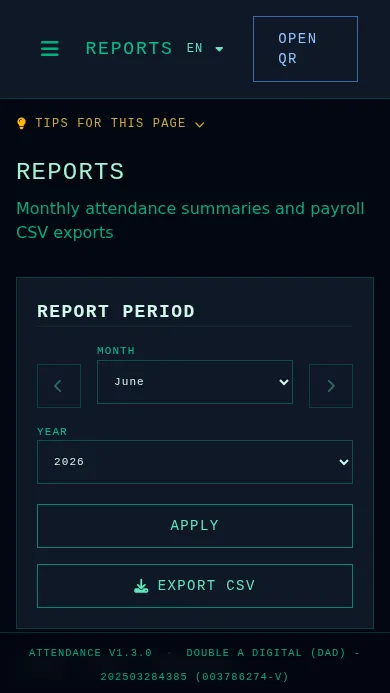 Monthly attendance reports